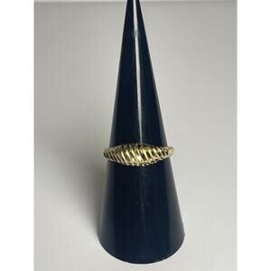 14K Yellow Gold Ribbed Dome Ring Sz 6.5 Textured Band 1.55g